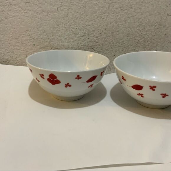Target Home Pressed Petals Cereal Soup Bowls Red Flowers Leaves Set of 2 G18 - Picture 2 of 8